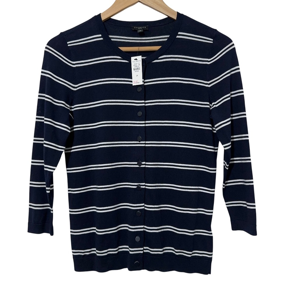 NWT Talbots Petite Womens Striped Cardigan Sweater Size PS Spring Casual Office